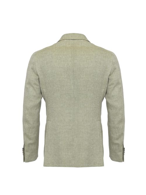 Giacca doppipetto in misto lino e cotone Verde Tagliatore | 1SMC20K 340345 EV935678